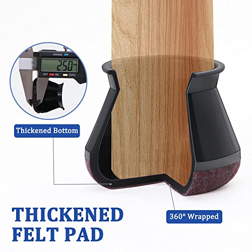 32 Stück Stuhlbeinkappen Schwarz Klein, Silikon tuhlbeinschoner Rund, Schutzkappen für Stuhlbeine mit Umwickelte Filz, Filzgleiter für Stühle (Fit:14-20mm)