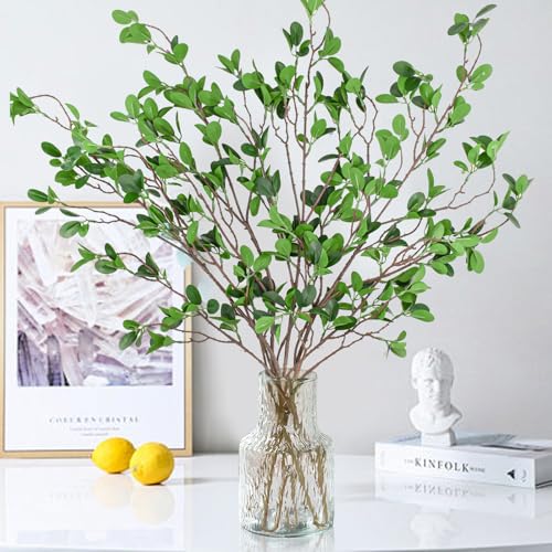 Bacucine 造花 ガジュマルの葉の枝 人工観葉植物 フェイクグリーン ベンガレンシス 観賞植物 緑の葉のシミュレーション ガーランド バニヤン ホームオフィス 花材 花束 結婚式装飾 インテリア パーティー (4)