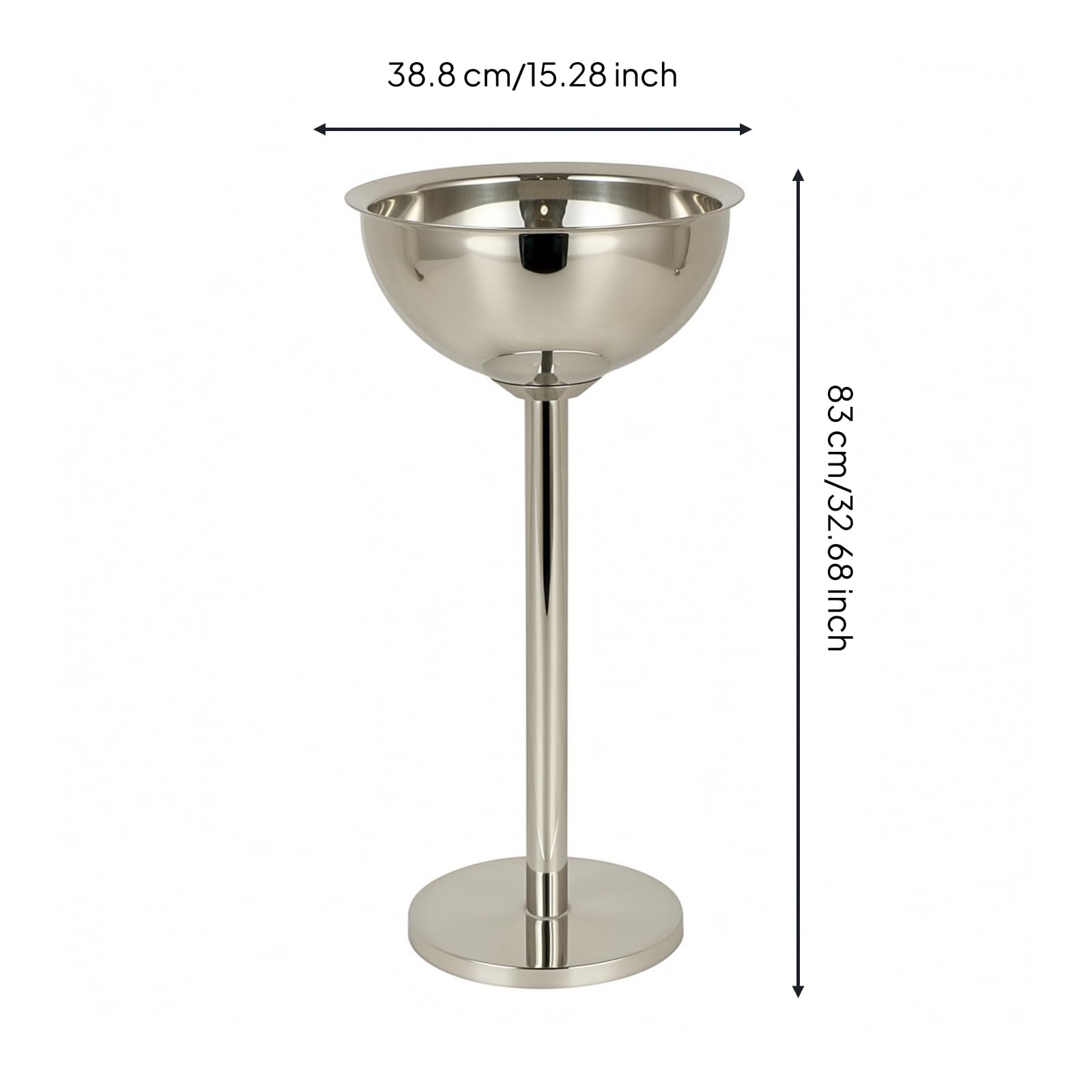 Soporte de Vino Soporte Cubo Botellero Pedestal Porta en Acero Inoxidable Liso Vertical y Base Pesada Adecuado para Servicio de Cócteles en Casa Salas , Plateado , Redondo Con Soporte