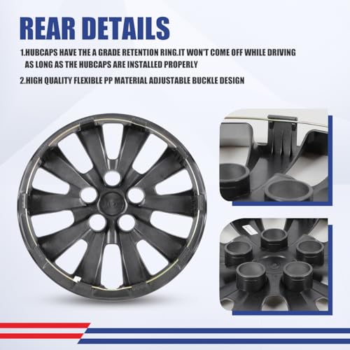 Image of Winjet 16 inch Set of 4 Steel Wheel Hubcaps for 2013-2019 Sentra & 2011-2017 Nissan Leaf Wheel Rims Cover,Snap On Installation PP Material (Silver Lacquer & Black Lacquer)