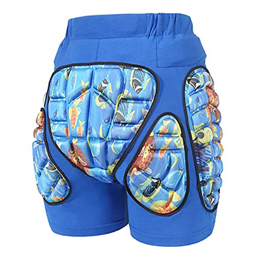 JMsDream 3D Padded Protection Hip EVA Protective Gear Kids Adults Skating Riding Roller Shorts, Blue, XX-Small