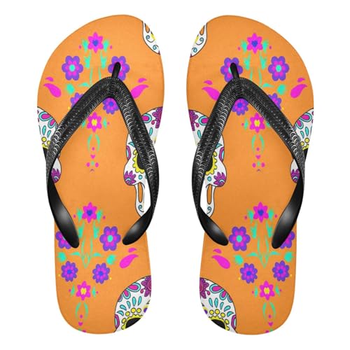 Nander Colored Sugar Skull Sandal Flip Flops of Men's & Women's,Beach Slippers Flip Flops Shower Shoes