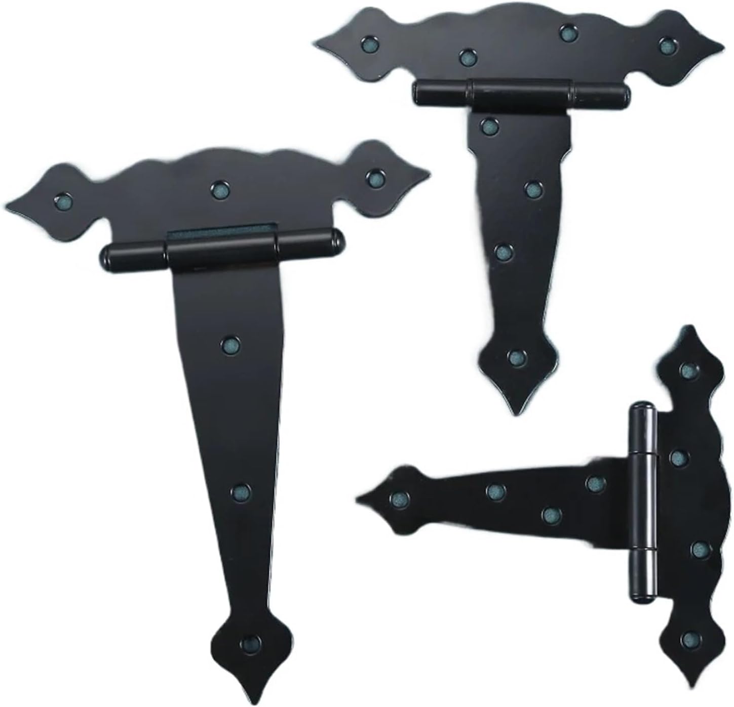 1PC Black Shed Barn Door Hinges Heavy Duty Gate Hinges 5/6/8 Inch Strap Hinges for Wooden Fences Decorative Hinges with Screws(6 inch)