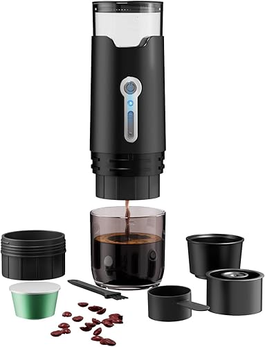 Cafetera americana portátil, cafetera eléctrica de viaje, sin calefacción, compatible con cápsulas y café molido con USB-C para oficina, camping, al