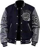 CLASSIC LEATHER New Hills Cop Axel Foley Varsity Jacket | New Baseball Letterman Bomber Venom Detroit Beverly lions Jacket (US, Alpha, XX-Large, Regular, Regular, Black/Grey)