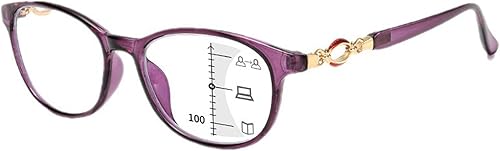 Lentes de lectura con zoom inteligente distancia progresiva y casi doble propósito periódico de lectura para mujer color morado tamaño 25