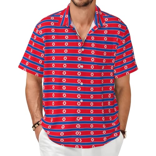 Chemise d'été à manches courtes pour homme imprimé coréen coloré col souple coupe fluide