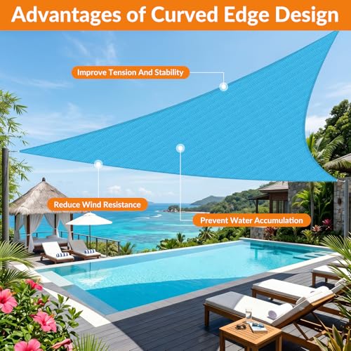 Image of KANAGAWA 21'X23' Sun Shade Sail Turquoise Mixed Curved Square Customizable