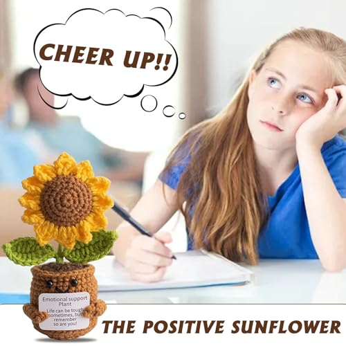 Miniatura 6 de Fosdick Girasol Crochet Positivo, Patata Positiva, Girasol De Crochet Con Tarjeta, Girasoles De Ganchillo, Girasoles Muñeco De Ganchillo Regalos Para Familia, Amigos, Fiesta, Decoración Del Hogar
