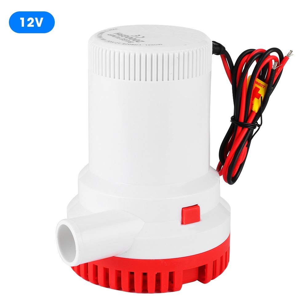 Keenso Pompa di Sentina Marina 2000GPH, Pompa Sommersa Abs 12V 24V DC 9A,