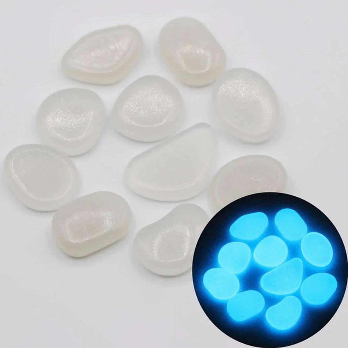 Piedras luminosas para jardín que brillan en la oscuridad, guijarros para peces al aire libre, rocas de guijarros para acuario, mezcla de colores, 200 piezas, color