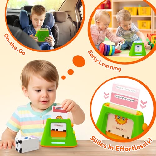 Teeniewins Talking Flash Cards for Toddlers: Self-standing & Dual-Speed Learning Toys with 448 Sight Words - Speech Therapy Toys for Autism Montessori Education - Birthday Gifts for Boys Girls Sensory - Image 5