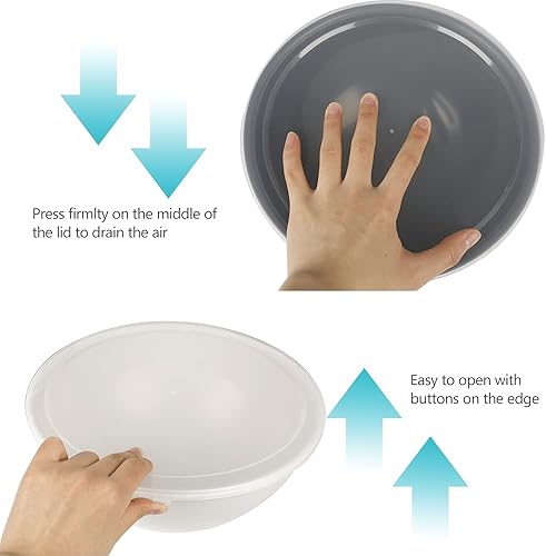 Miniatura 5 de BoxedHome Tazón redondo de plástico sin BPA con tapas, paquete de 12 tazones anidables con tapas, aptos para microondas y lavavajillas, cuencos de