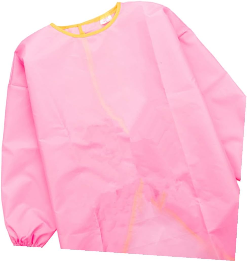 Waterproof Art Smock and Painting Apron for Boys, Long Sleeve Art Smock in Pink Medium (105-130cm), Splash Resistant Protective Cover for School Craft Activities