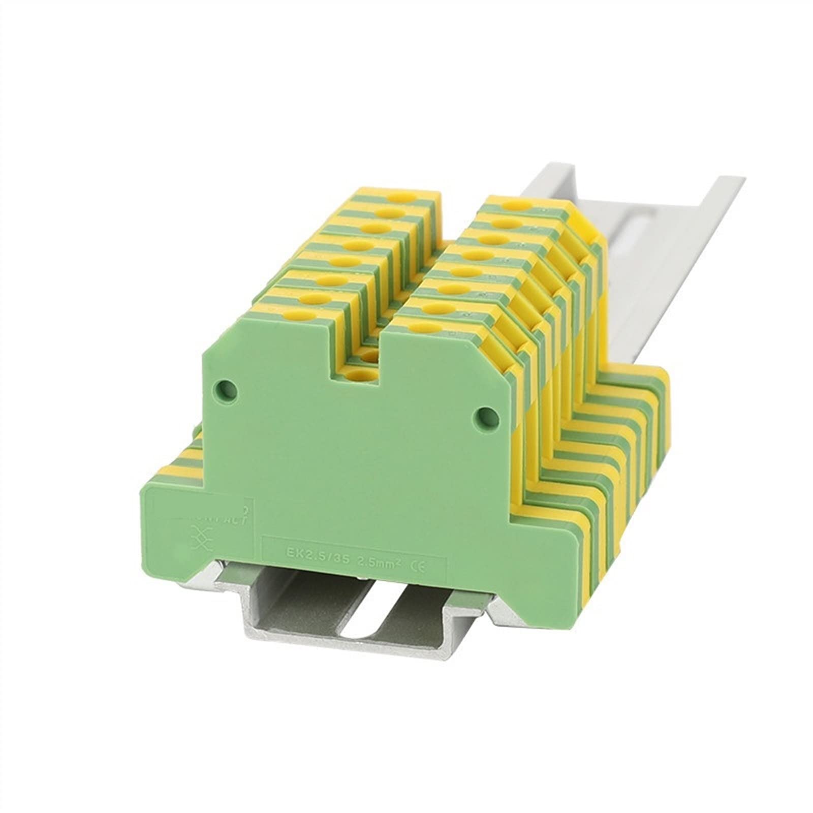 Conector eléctrico de cable EK 2,5/35 para carril DIN con terminal de tierra, douki 10 uds