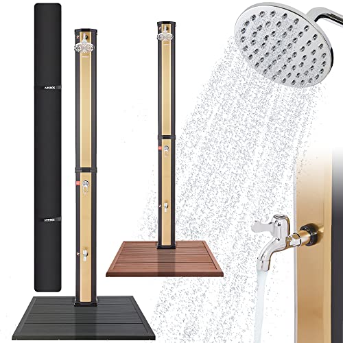 Arebos Solardusche 35 L & Bodenelement Anthrazit| mit Thermometer |...