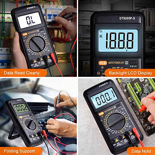Image of Digital Multimeter Tester, Multimeter Tester Pocket Voltmeter, Multi Tester Digital, Electric Tester with Backlight LCD Data Hold, Voltage Tester Power Continuity Tester with AC /DC Ohm Volt Amp Diode