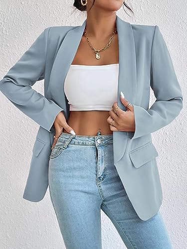 Women's Casual Blazer Jackets Suit Long Sleeve Lapel Open Front Business Office Blazer Jacket Work Suit 6