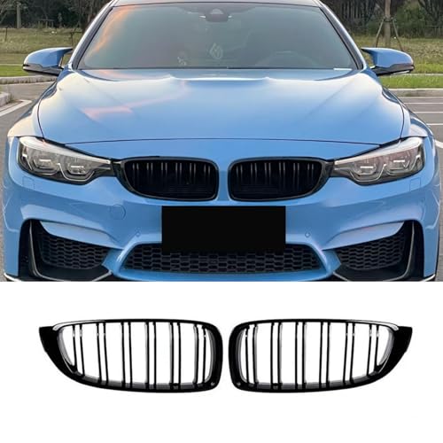 Calandre F32 pour BMW Série 4 F33 F36 et M4 F82 M3 F80 Grille Noir Brillant Double Lattes