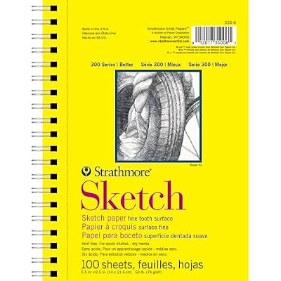 Strathmore 300 Series Sketch Pad, 5.5x8.5 inch, 100 Sheets, Side Wire - Artist Sketchbook for Drawing, Illustration, Art Class Students