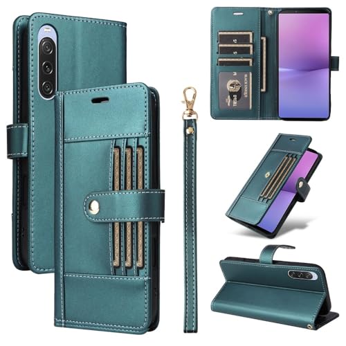 Étui portefeuille Sony Xperia 5 IV vert antichoc avec cartes