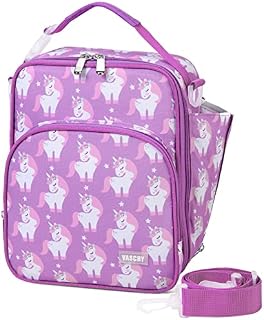 VASCHY Lunch Bag for Kids, 5.5L Insulated Lunch Box Bag for Girls Lightweight Thermal Lunch Tote Bag Portable Cooler Bag with Side Bottle Pocket and Shoulder Strap for School,Outdoor(Flamingo)