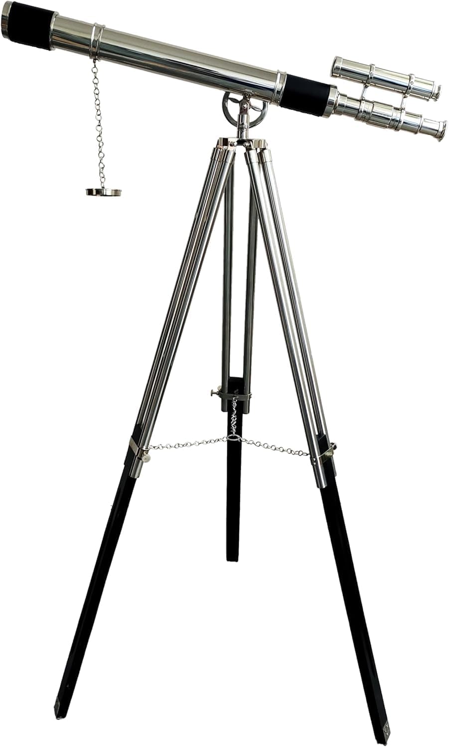 Vintage Marine Chrome Finish Brass Telescope Navy Adjustable Floor Standing Black Tripod Doubel Barrel Handmade Home Decor