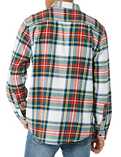 Image of Amazon Essentials Men's Regular Fit Long-Sleeve Flannel Shirt, Soft Brushed Cotton, Lightweight yet Warm