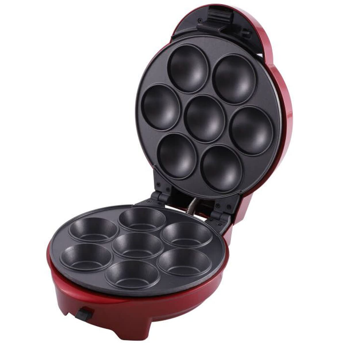 Epiq 3-in-1 Cake Maker Donut-, Muffin-,Cup- und Popcake-Maker 3 auswechselbare Backplatten, Rot Metallic,700 Watt,antihaftbeschichtet, 80000732