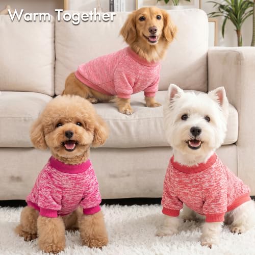 Image of 3 Pack Dog Sweaters for Small Dogs Girl Boy Winter Fleece Clothes Warm Soft Dog Sweatshirt Outfit for Dogs Cats Pet Apparel