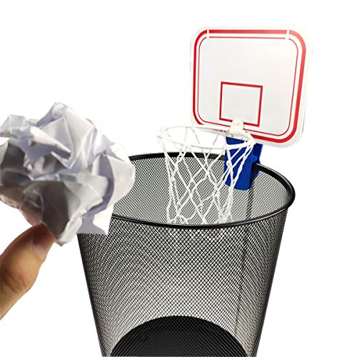 TaktZeit Office Basketball Hoop Clip for Trash Can Basketball Game Small Basketball Board Clip for Waste Basket in Restroom Bed Room Bathroom and Office (Blue Clip, 6.3" x 7.9")