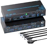 2 Monitors 4 Computers KVM Switch Laptop and Desktop 4 Port Hybrid USB-C Docking & Dual Displayport & DP HDMI & Dual HDMI 4K@60Hz KVM Switch with EDID Emulator, Support PD 100W Charging