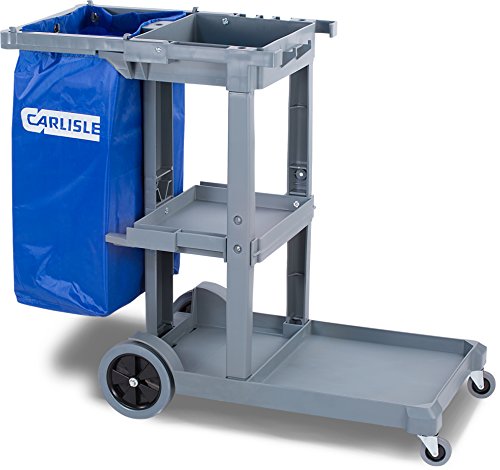 Carlisle Foodservice Products Plastic Short Platform Janitorial Cart, 300 Lbs Capacity, 45" X 19" X 39", Gray #TOP3