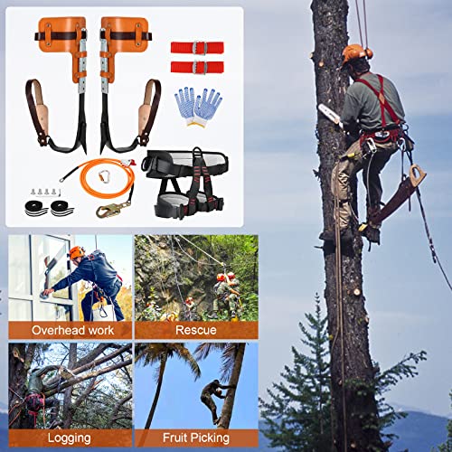 Jatcsg Upgrade Cowhide Tree Climbing Spikes Set, Tree Climbing Gear With Adjustable Climbing Belt And Steel Wire Core Flip Line, Climbing Kit With Triple Lock Lanyard Adjuster, For Sports, Working #TOP5