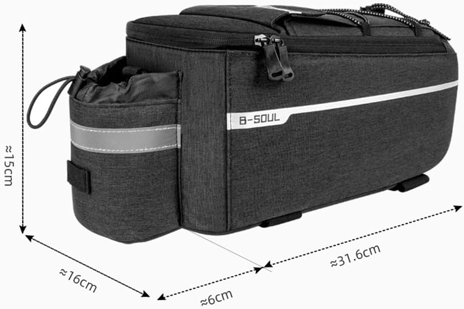 Bike Rear Rack Bag，Multi-Function Bicycle Rack Carrier Panniers Bag,Cycling Detachable Tail Seat Trunk Luggage Bag, Shoulder Strap Storage Case (Black)