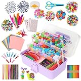 JIYANA Bastelset Kinder, 3300 Pcs Bastelkoffer Kinder mit Aufbewahrungsbox, Bastelzubehör Bastelsachen Pfeifenreiniger Material, Bastelsets für Kinder 4-12 Jahre, Kreativ Scrapbooking Bastel Sets