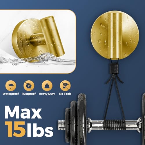 Image of Heavy Duty Suction Cup Hooks for Glass Window,Tile,Mirror,Removable Shower Hooks for Inside Shower,Metal Towel Hooks for Bathroom,4 Pack(Gold)