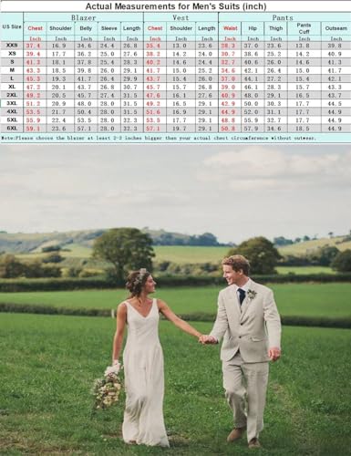 Men's Linen Suit 3 Piece Suits Slim Fit Beach Wedding Summer Casual Groomsmen Blazer Pants and Vest Tuxedo Set 7