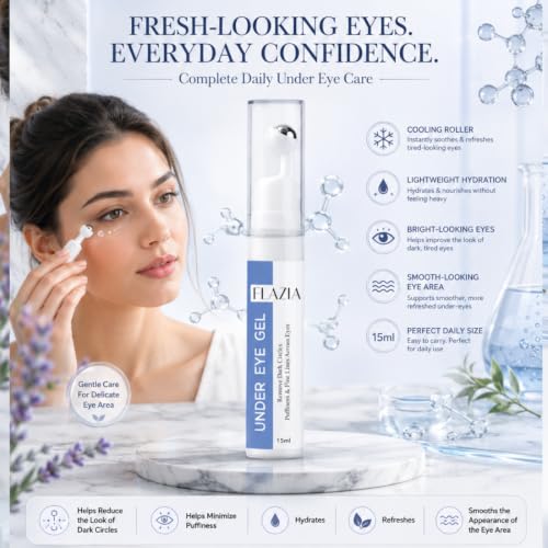 Image of EyeLift Hydrating Natural Under Eye Gel with Cooling Massage Roller to Reduce Dark Circles, Puffy Eyes, Wrinkles & Removal of Fine Lines for Women & Men - 15ml
