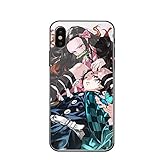 QKCX Anime Art iPhone 11 / XS Cas, Anime démon Slayer Kimetsu Pas Yaiba, Gel de silice Retour Haut de Gamme Phone Case [Shock Absorption] Cadre en Caoutchouc Souple,A,iPhone 6 Plus
