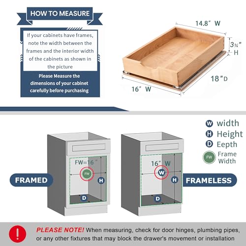 Draworia Pull Out Cabinet Drawers - 6x2 Size Options (12-23'W,18-21'D), Pre-Assembled with Soft Close Slides, Solid Beechwood, Easy Installation(16'W x 18'D) by Draworia - Used condition - Image 4