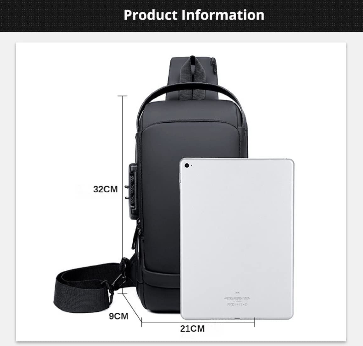 Bolso antirrobo de la Honda, Mochila de Hombro antirrobo de la Honda del Deporte de la Carga del USB, Bolsos Cruzados Impermeables (Color : Black Brown)