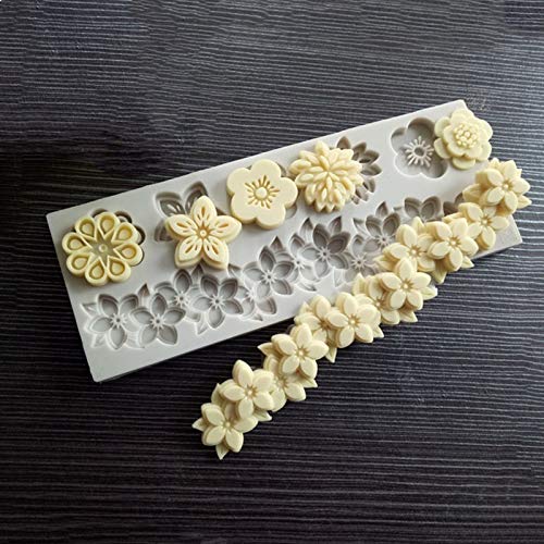 AEU Flowers A Variety of Fondant Silicone Mold Boundary Border lace Silicone Mold DIY Cake Circumference Flower Bunch Mold Soft Candy Mould-image-11