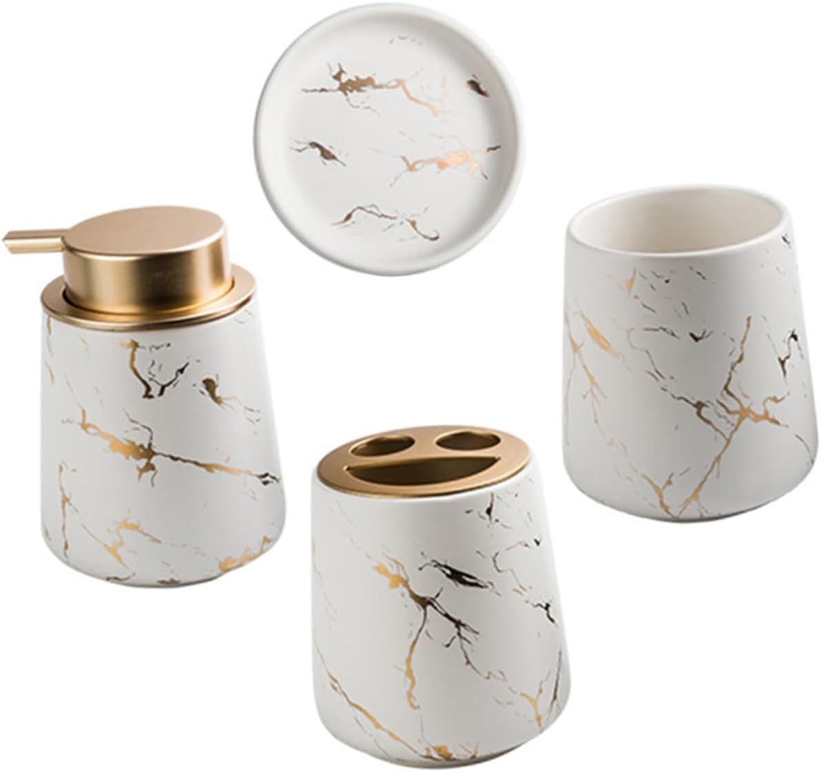 SMASOLO Ceramic Bathroom Accessory Set Toothbrush Holder Wash Cup Soap Dish Dark Green Decorative Vanity Organizer for Home and Travel