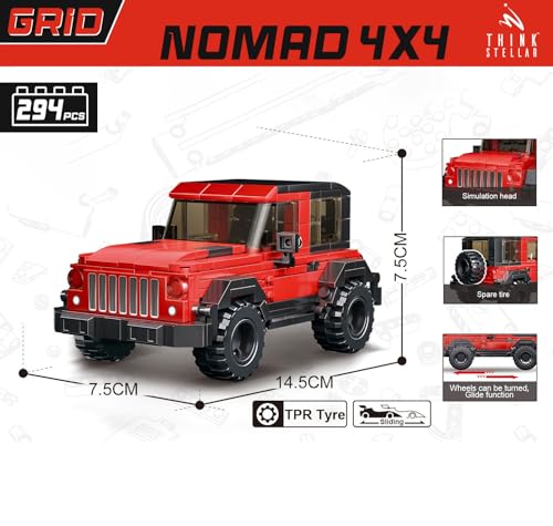 Image of Premium Building Blocks Set for Kids Age 6+ | 300+ Pieces DIY Construction Toy | STEM Educational Learning Toy | Develops Problem Solving & Fine Motor Skills | Screen (Nomad 4x4)