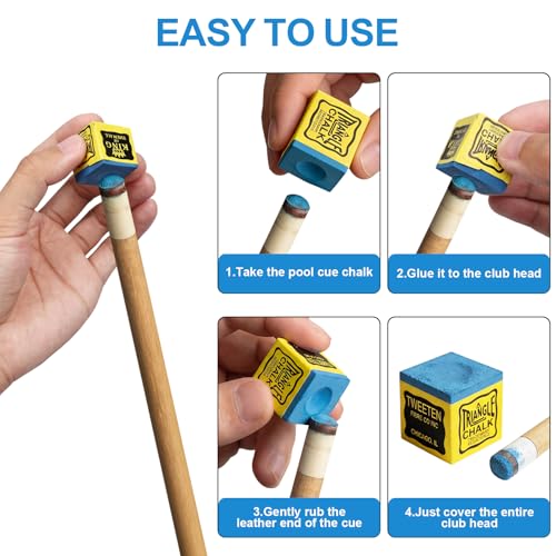 HX-pyahgtv 12 Stück Billardkreide Blau - Professionelle Queuekreide mit Anti-Rutsch Langlebigkeit, Zuverlässige Haftung, Ideal für Snooker & Pool, Billard-Zubehör für Profis Heimspieler