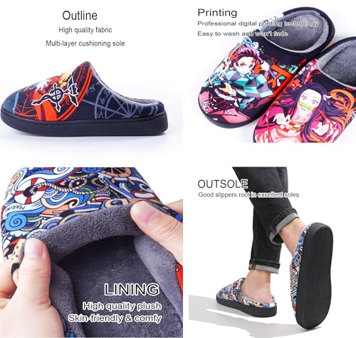 Anime Slippers Women Men Fuzzy House Slippers Winter Anti-slip Indoor and Outdoor Slip on Shoes2