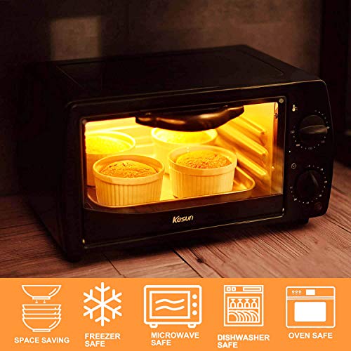 DeeCoo 12 Pack Porcelain Souffle Dish Ramekins Baking Cups – 6 oz x 6, 8 oz x 6 -Oven Safe White Ramekins Bakeware Set for Pudding, Creme Brulee, Custard Cups and Souffle Small instant table tray