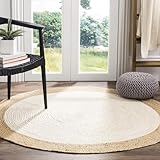 The Home Talk Jute Braided Round Rug - Natural Fiber Rug Rustic Farmhouse Vintage Braided Handwoven Indoor Carpet for Entryway/Kitchen/Frontdoor (White, 150 cm Dia)