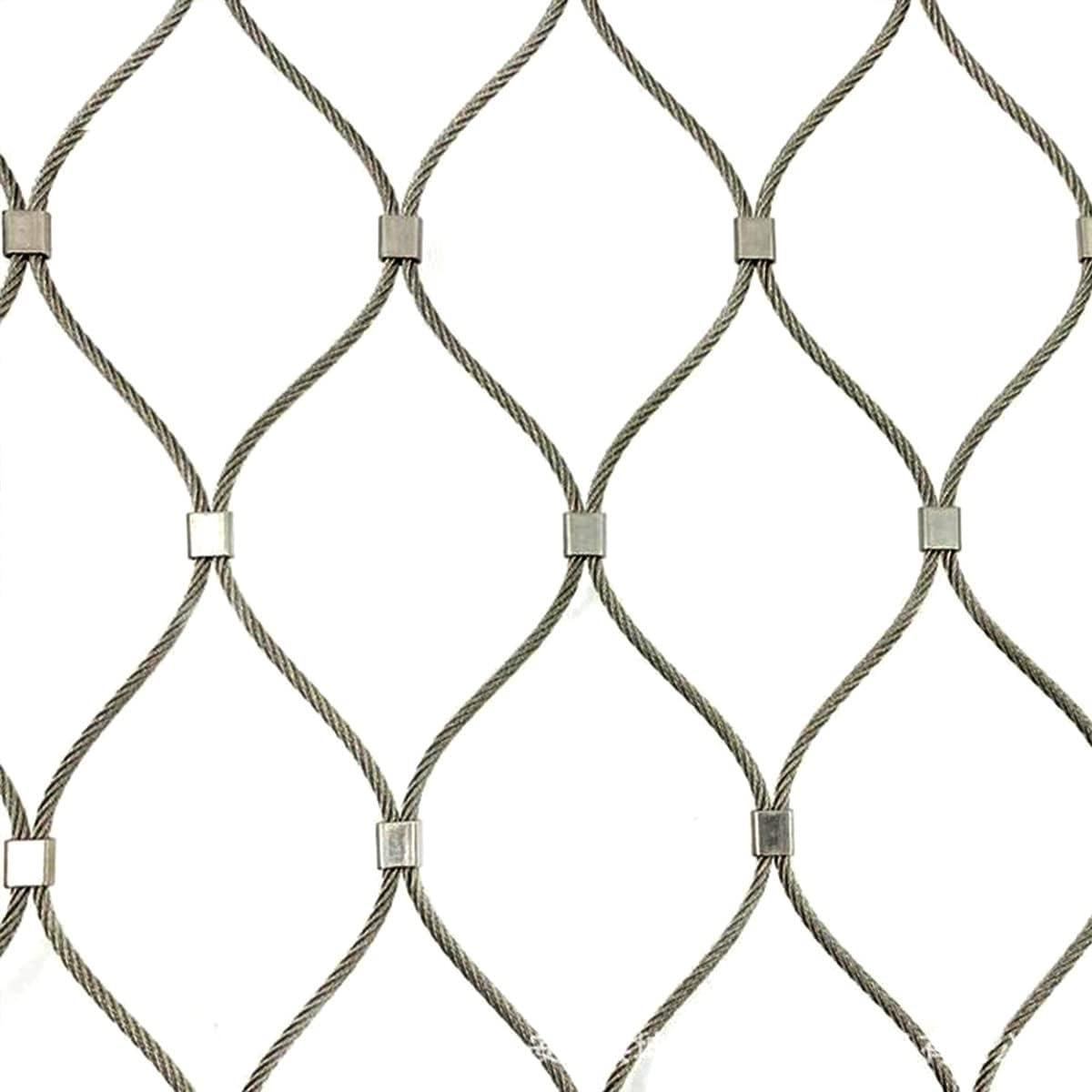 Rygcrud Flexible Stainless Steel Rope Netting, Cable Mesh - 10x10 cm Hole, Animal Balustrade Fence, Garden Wire Netting Barrier(Silver-2.5mm,2x10m)